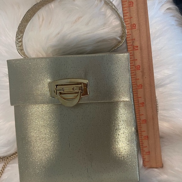 Y&S Gold Metallic Square Box Evening Bag - Picture 6 of 7
